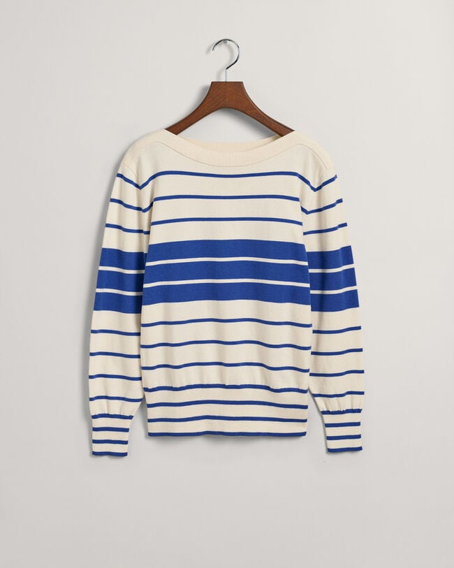 Maglia con scollo a barca a righe larghe