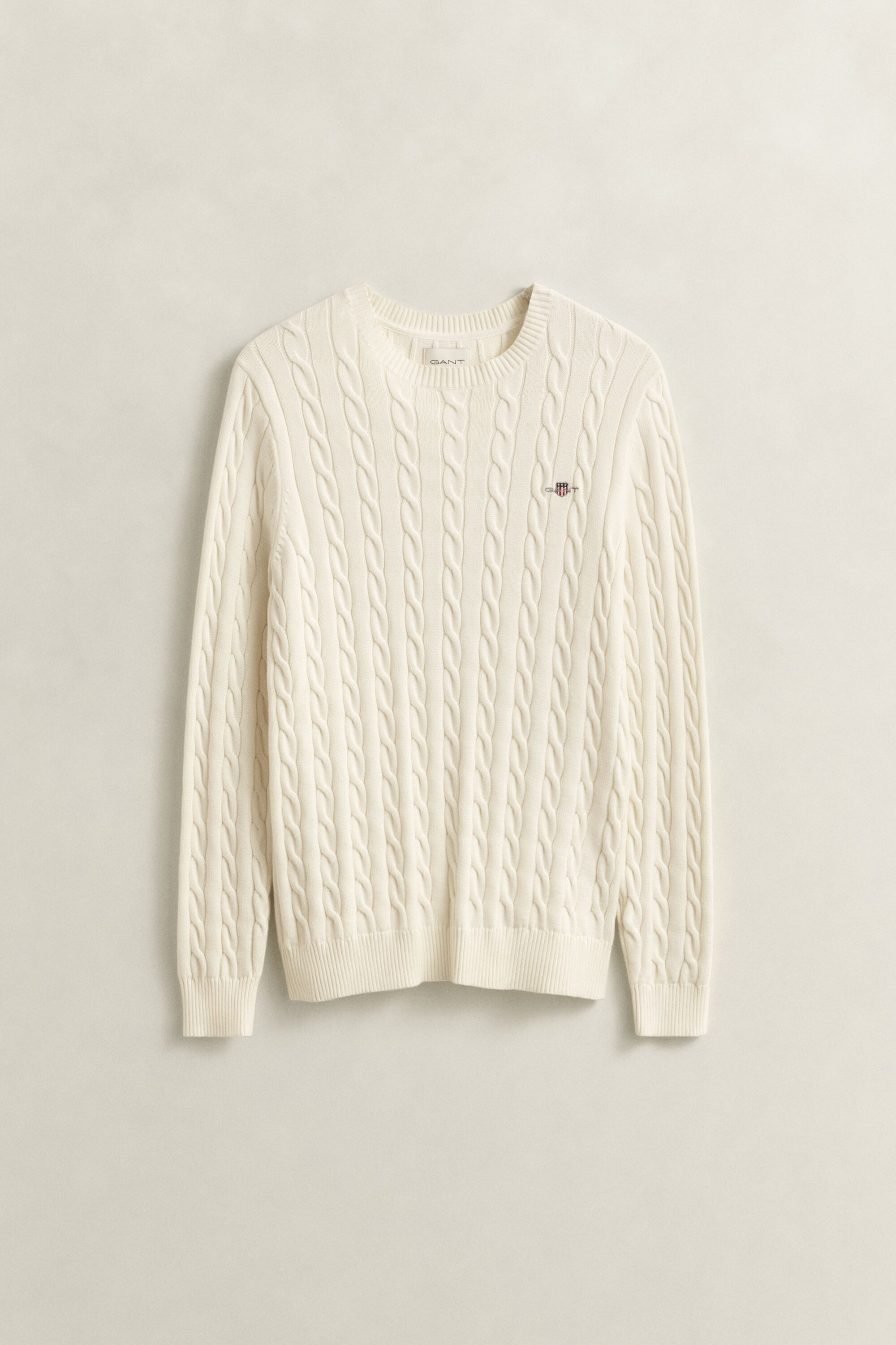 Maglia girocollo in cotone a trecce