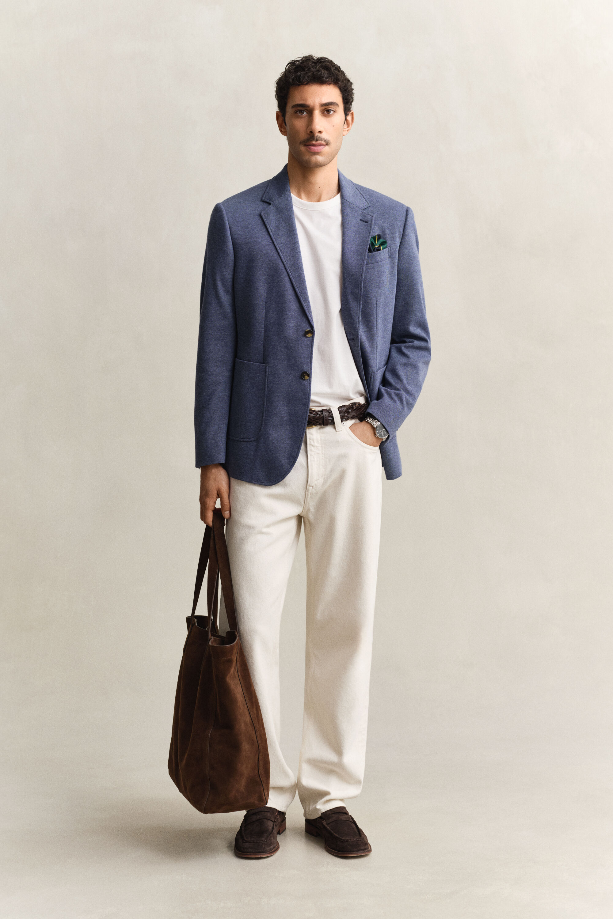 Blazer in jersey bicolore in piqué