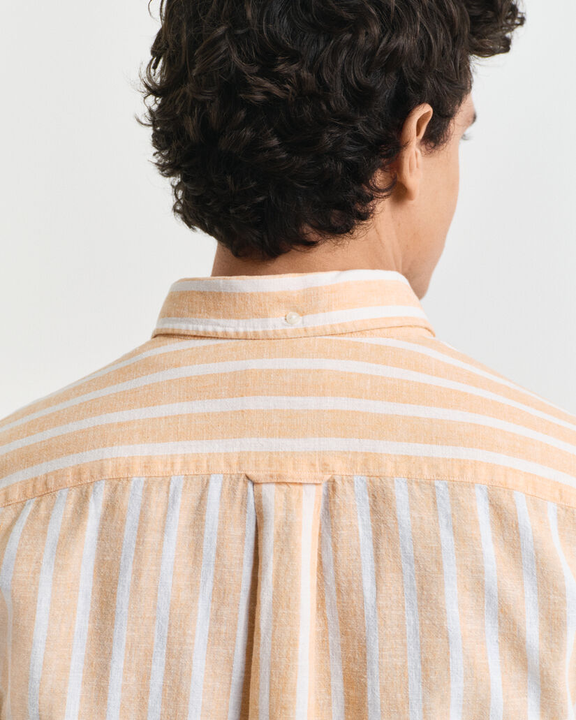 Camicia in misto cotone-lino a righe regular fit