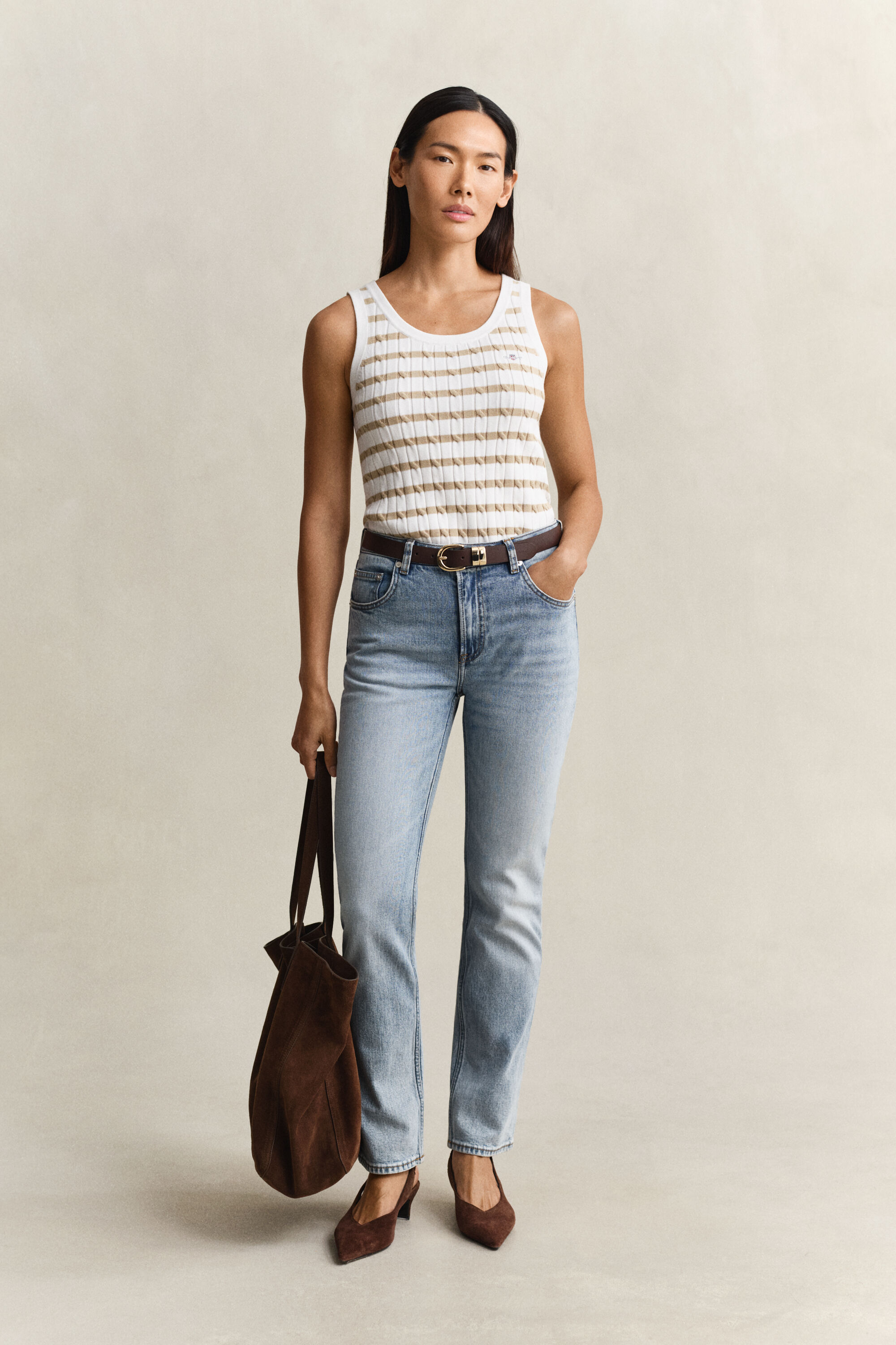 Canotta a righe a trecce