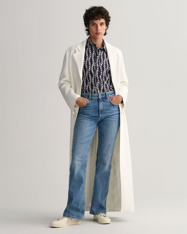 Camicia in voile di cotone con stampa a catena regular fit