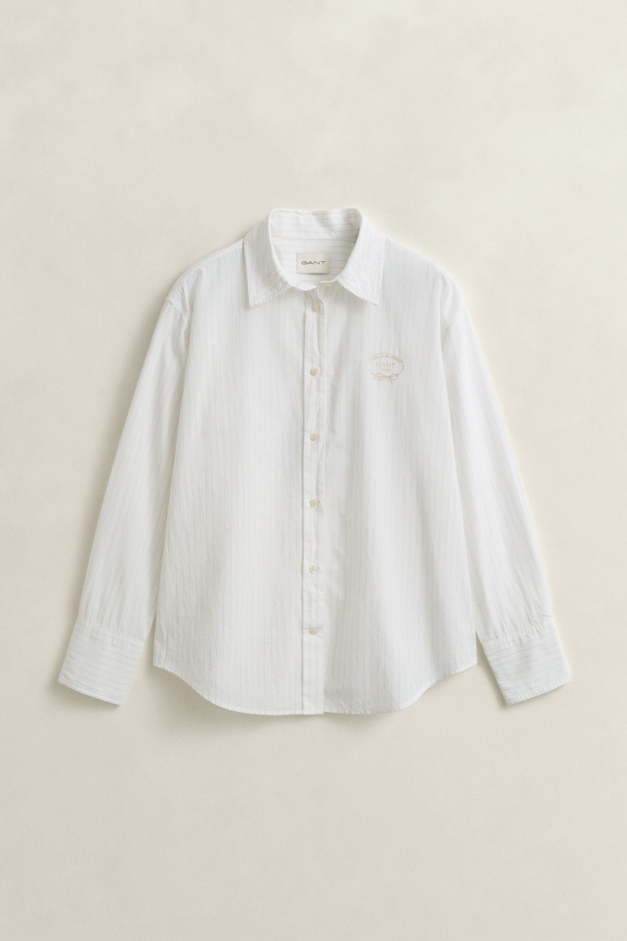 Camicia a righe con ricamo