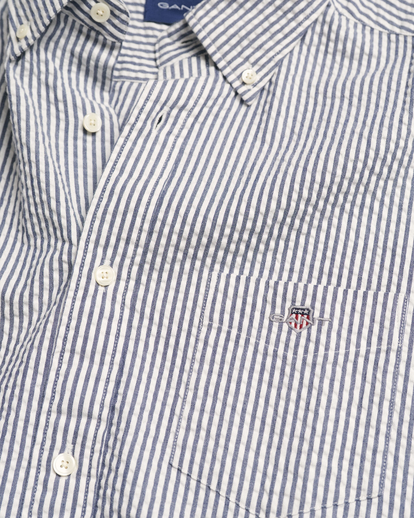 Camicia a maniche corte in seersucker regular fit