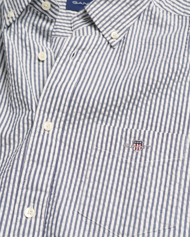 Camicia a maniche corte in seersucker regular fit