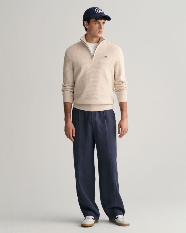 Maglia in cotone strutturato con zip corta