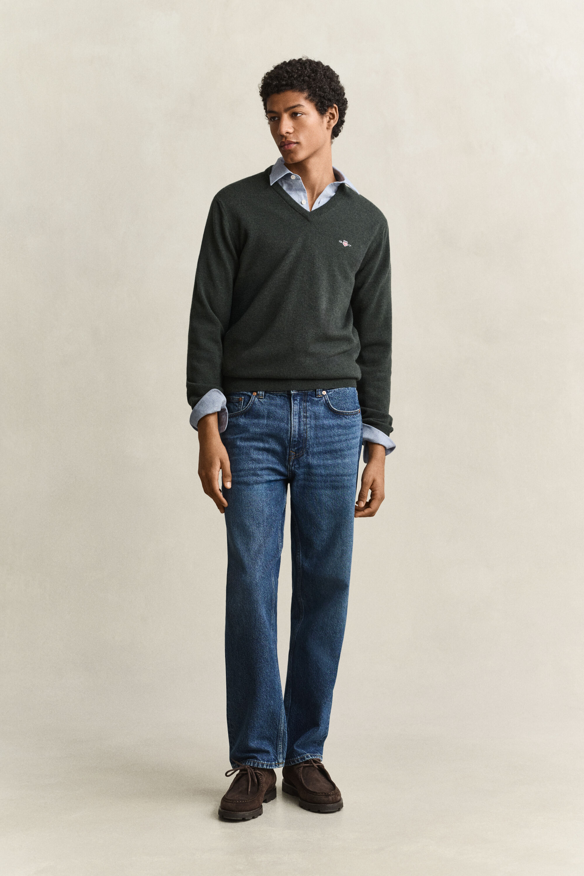 Maglia con scollo a V in lana d’agnello