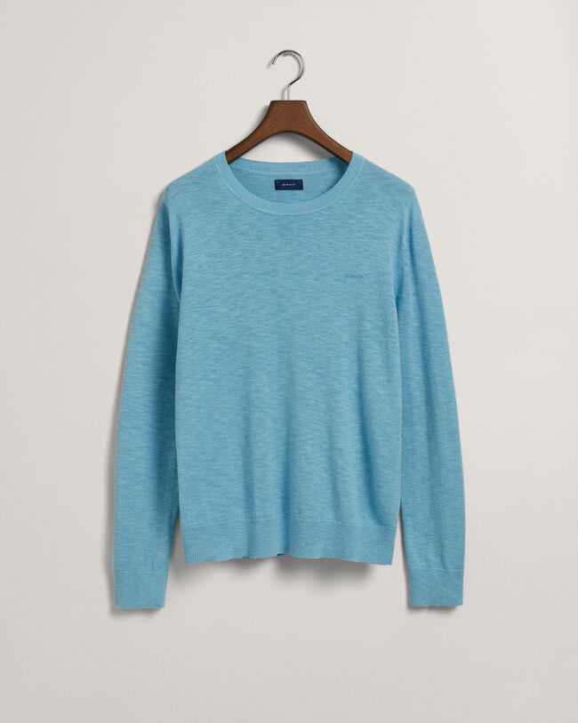 Maglia girocollo in misto cotone-lino