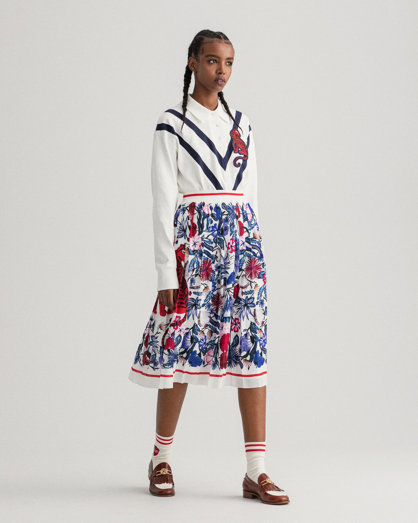 Gonna Tiger Floral plissettata