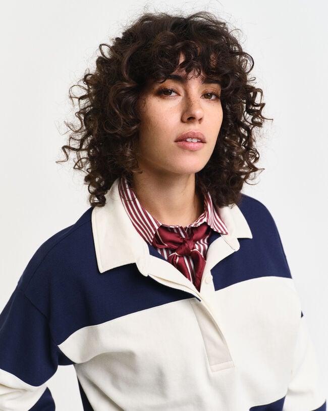 Rugger colour block in piqué a rilievo