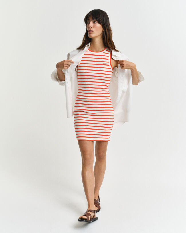 Abito in jersey a righe a canotta