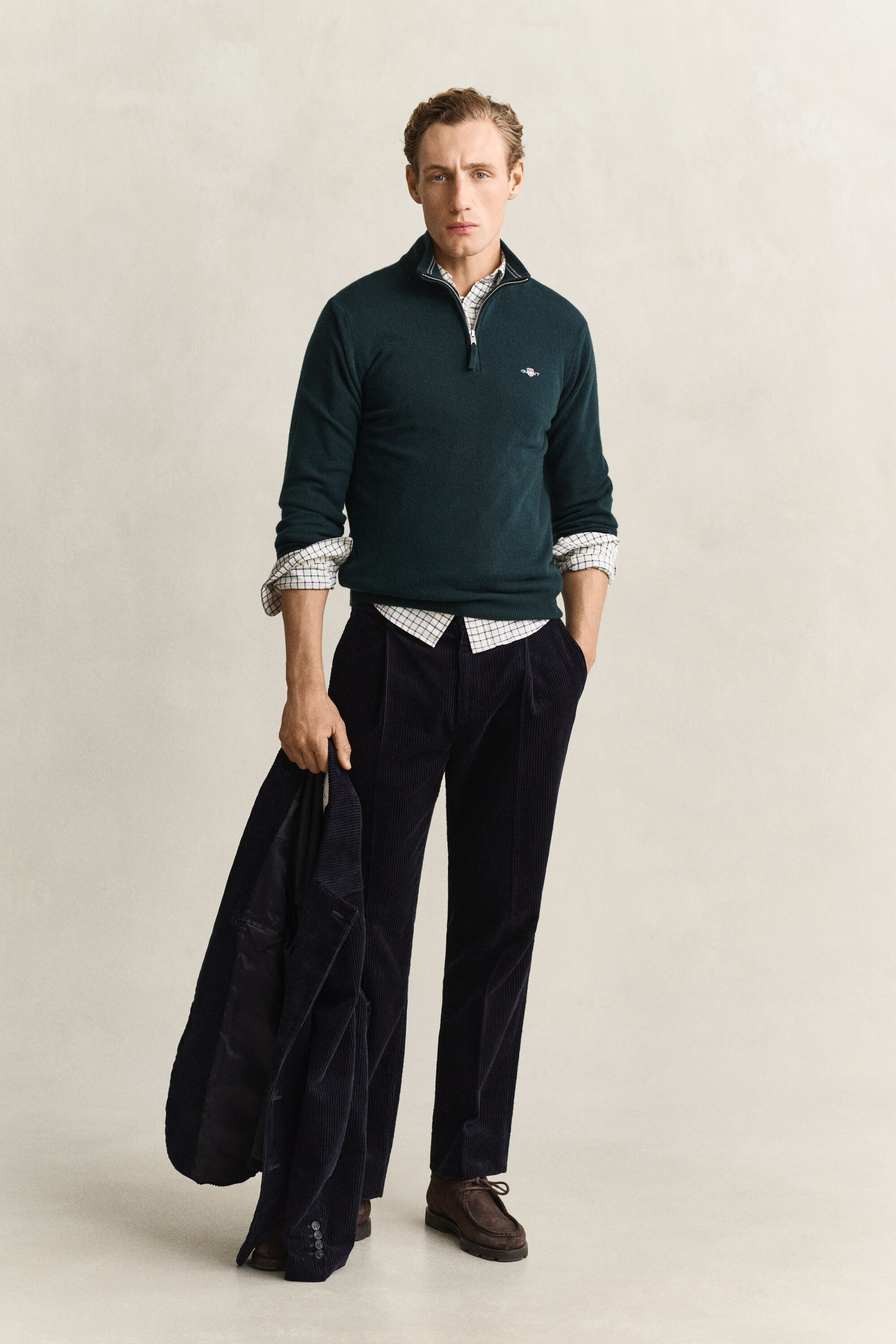 Maglia in lana d’agnello con zip corta