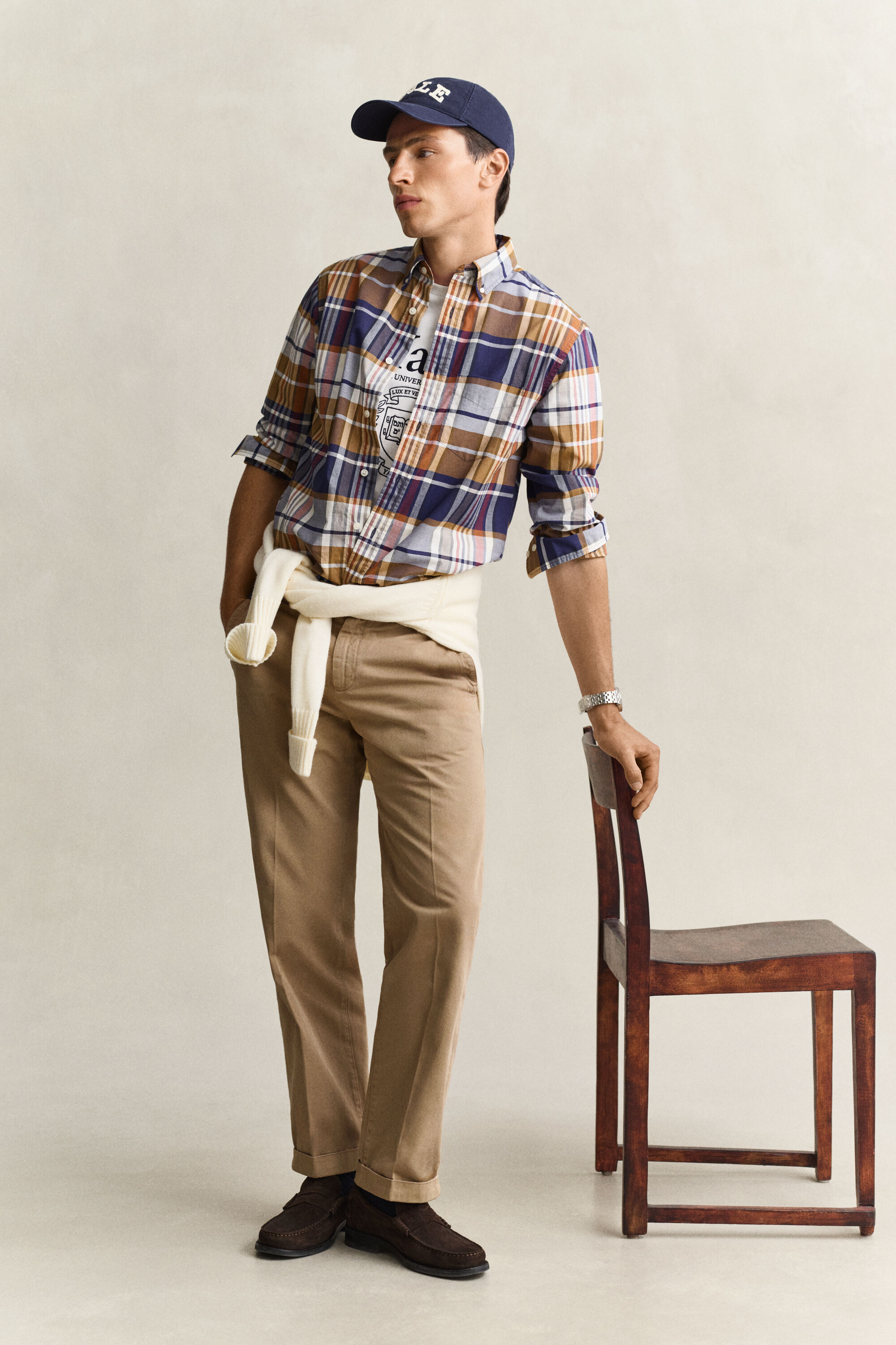 Camicia Gant x Yale a quadri in popeline