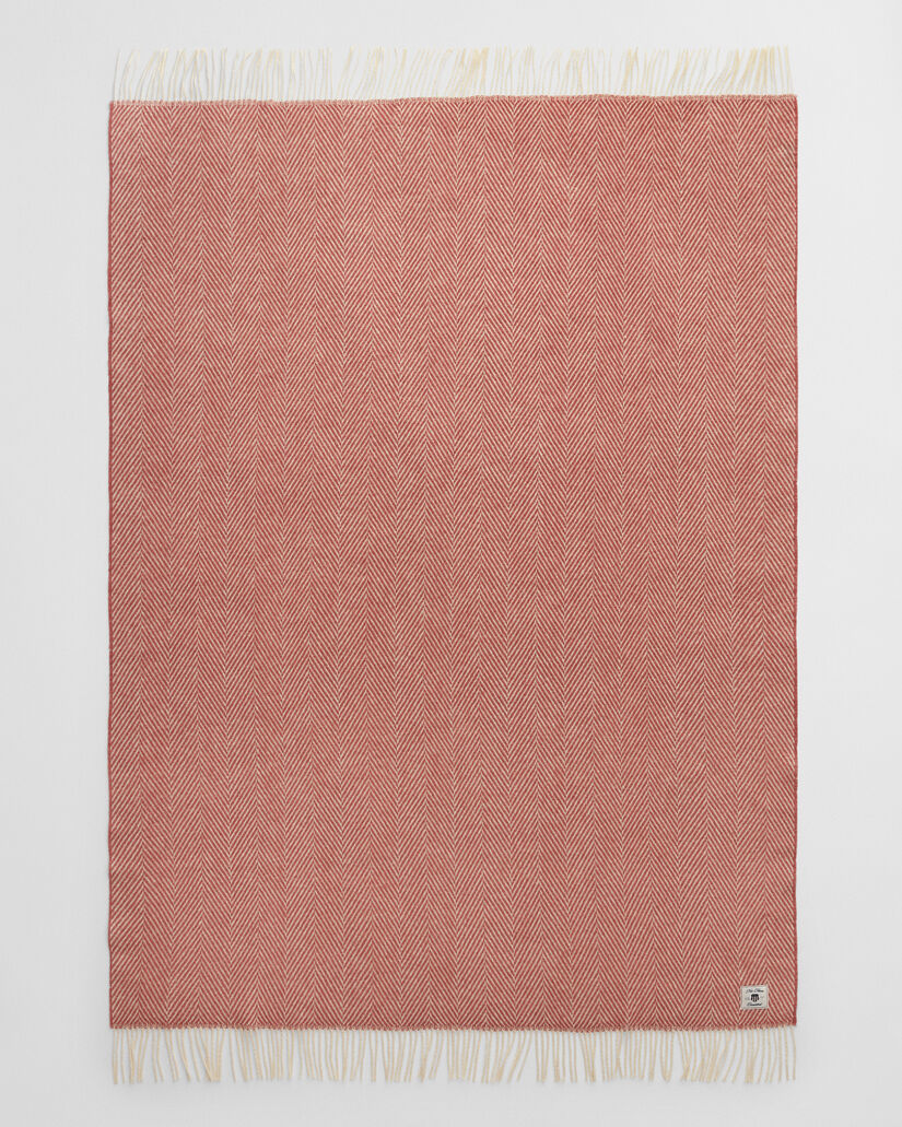 Coperta in lana con motivo a spina di pesce