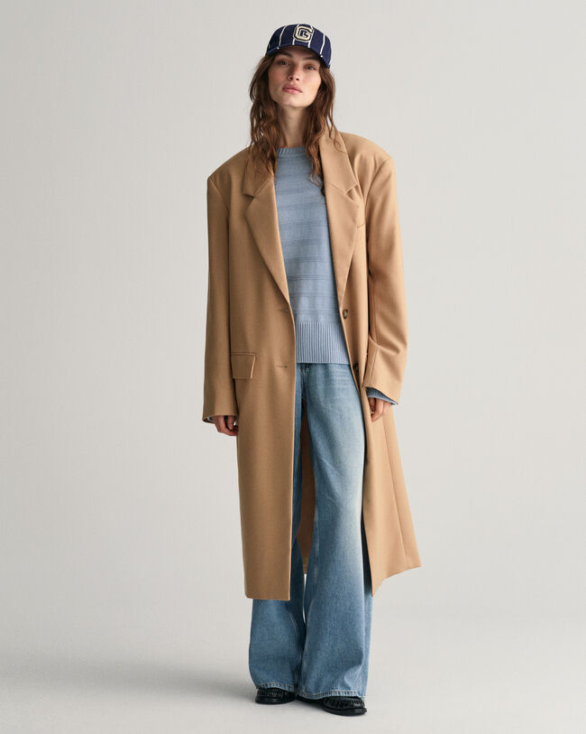 Maglia girocollo in cotone a righe tono su tono