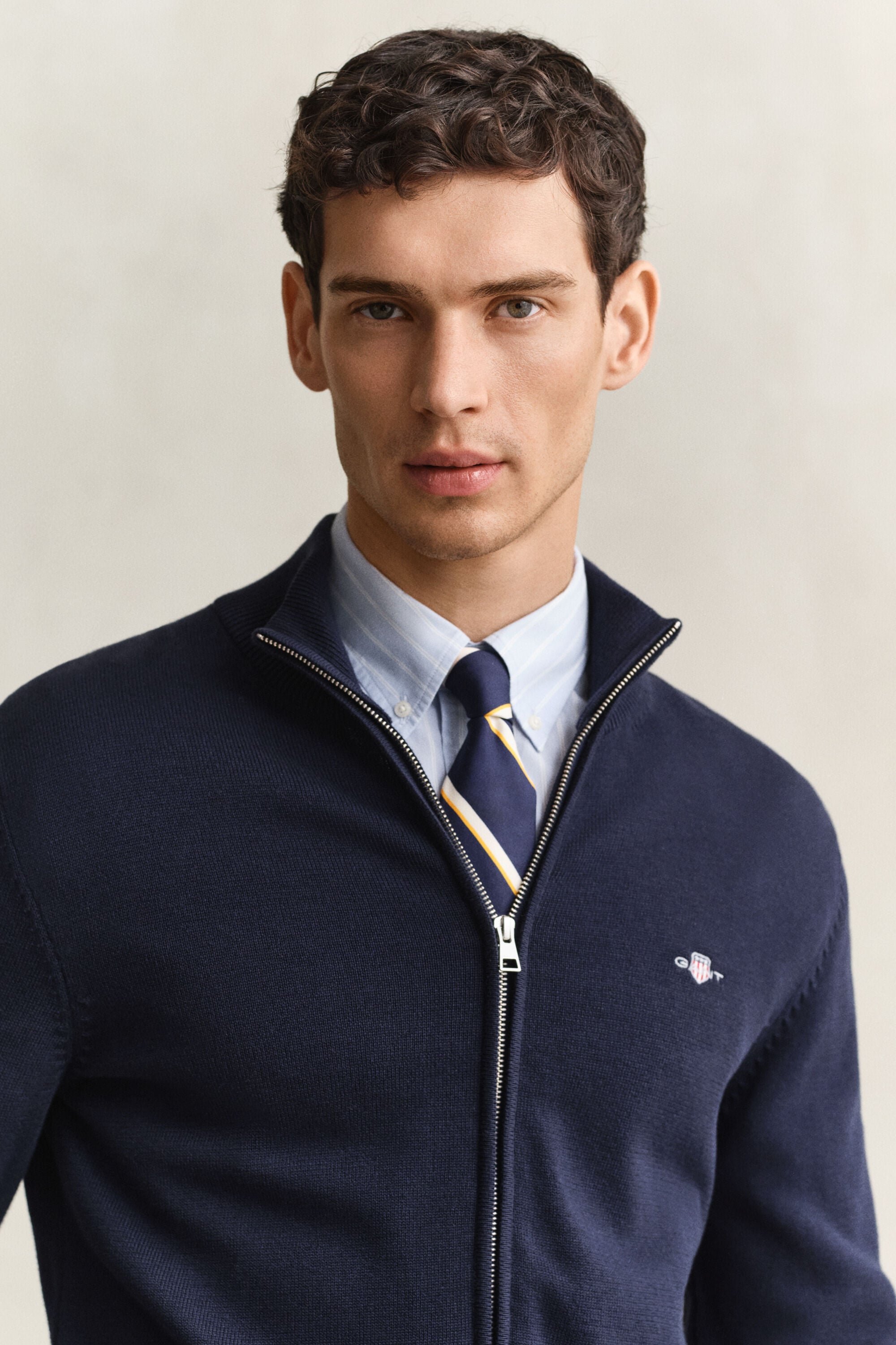 Cardigan in cotone casual con zip