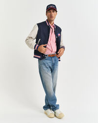 Camicia a maniche corte in misto cotone-lino regular fit