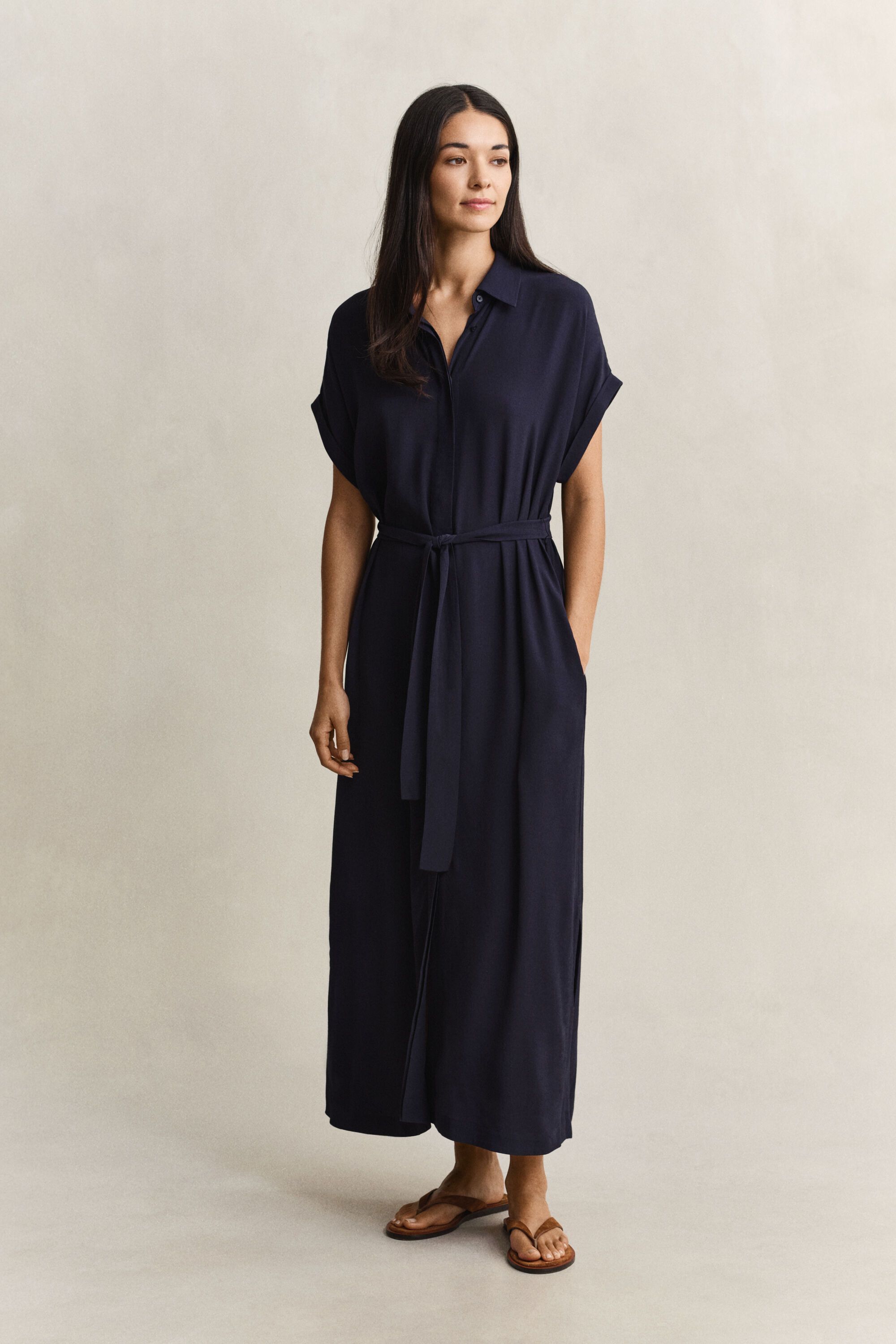 Abito chemisier con maniche ad aletta