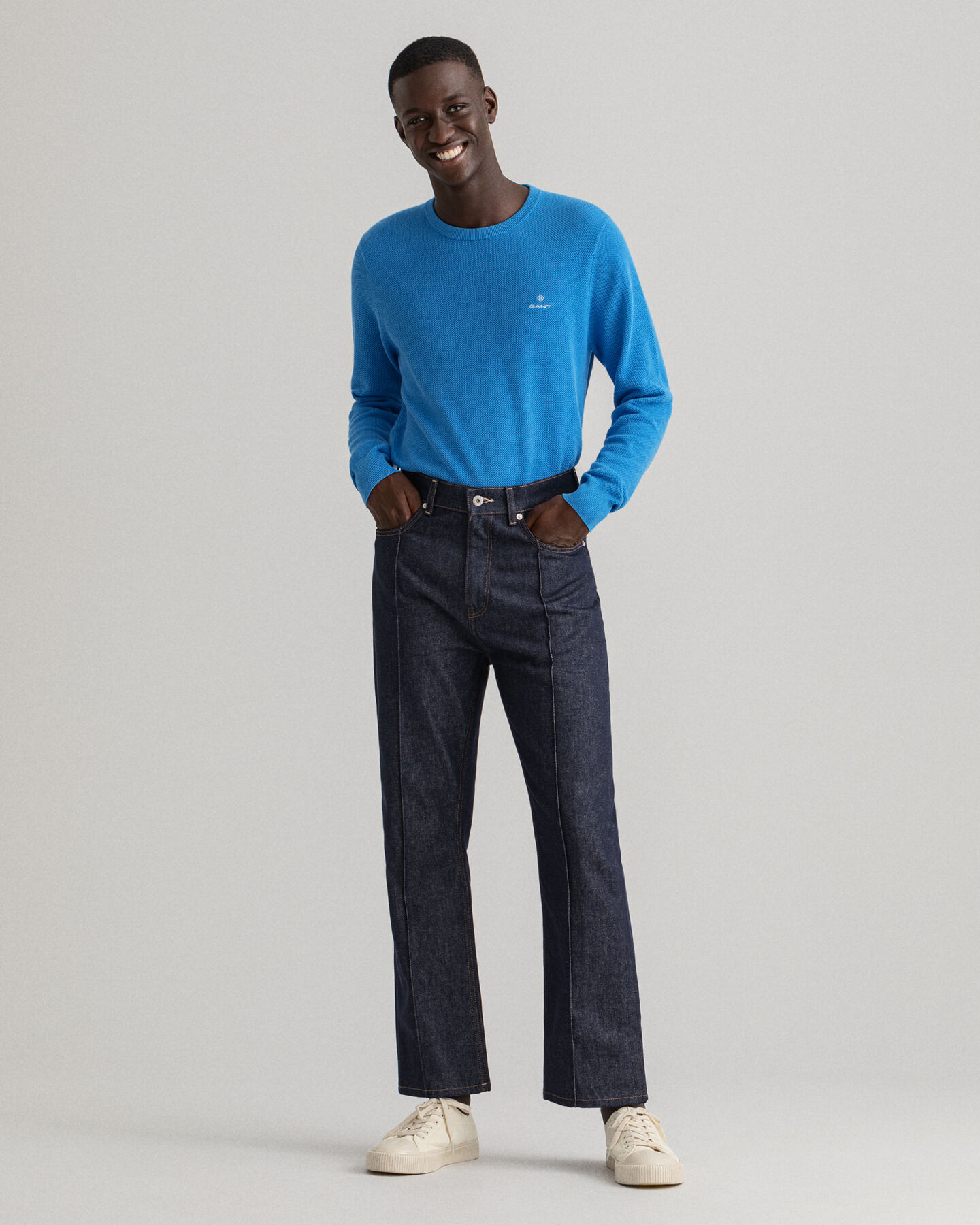 Maglia girocollo in piqu&eacute; di cotone