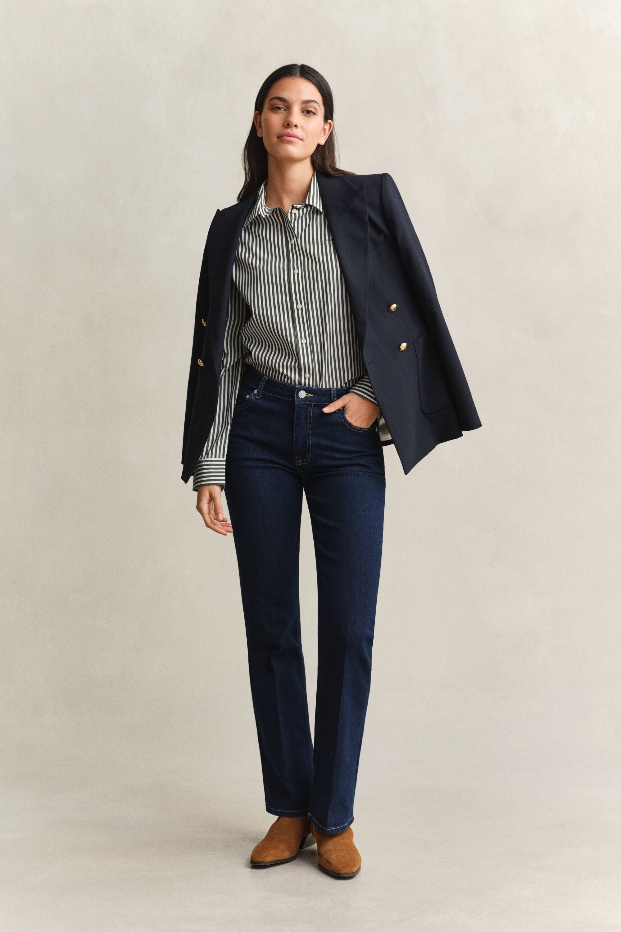 Camicia classica in popeline a righe regular fit