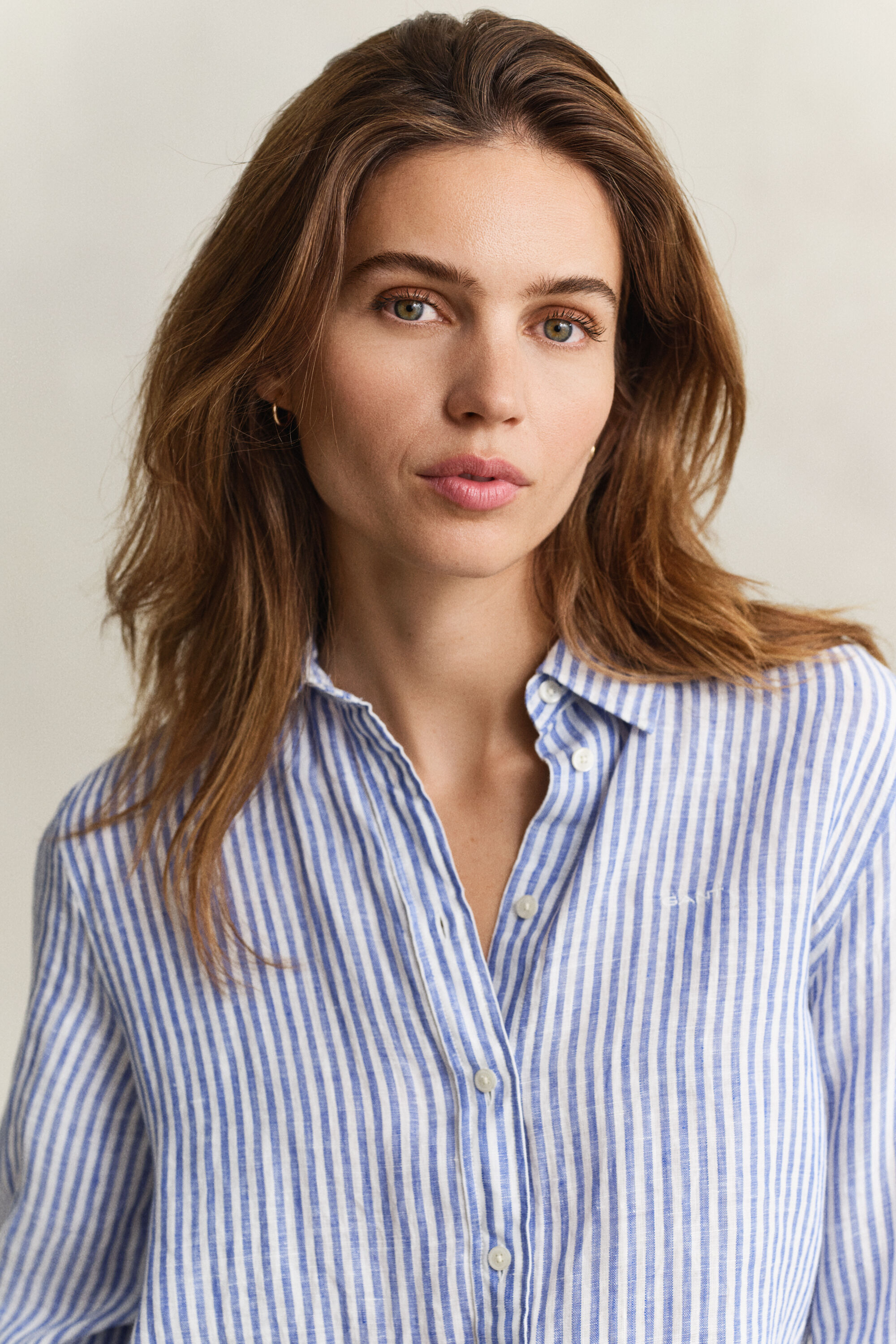 Camicia di lino a righe regular fit