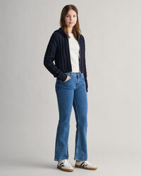 Felpa corta con cappuccio e zip in maglia a trecce Shield Teen Girls