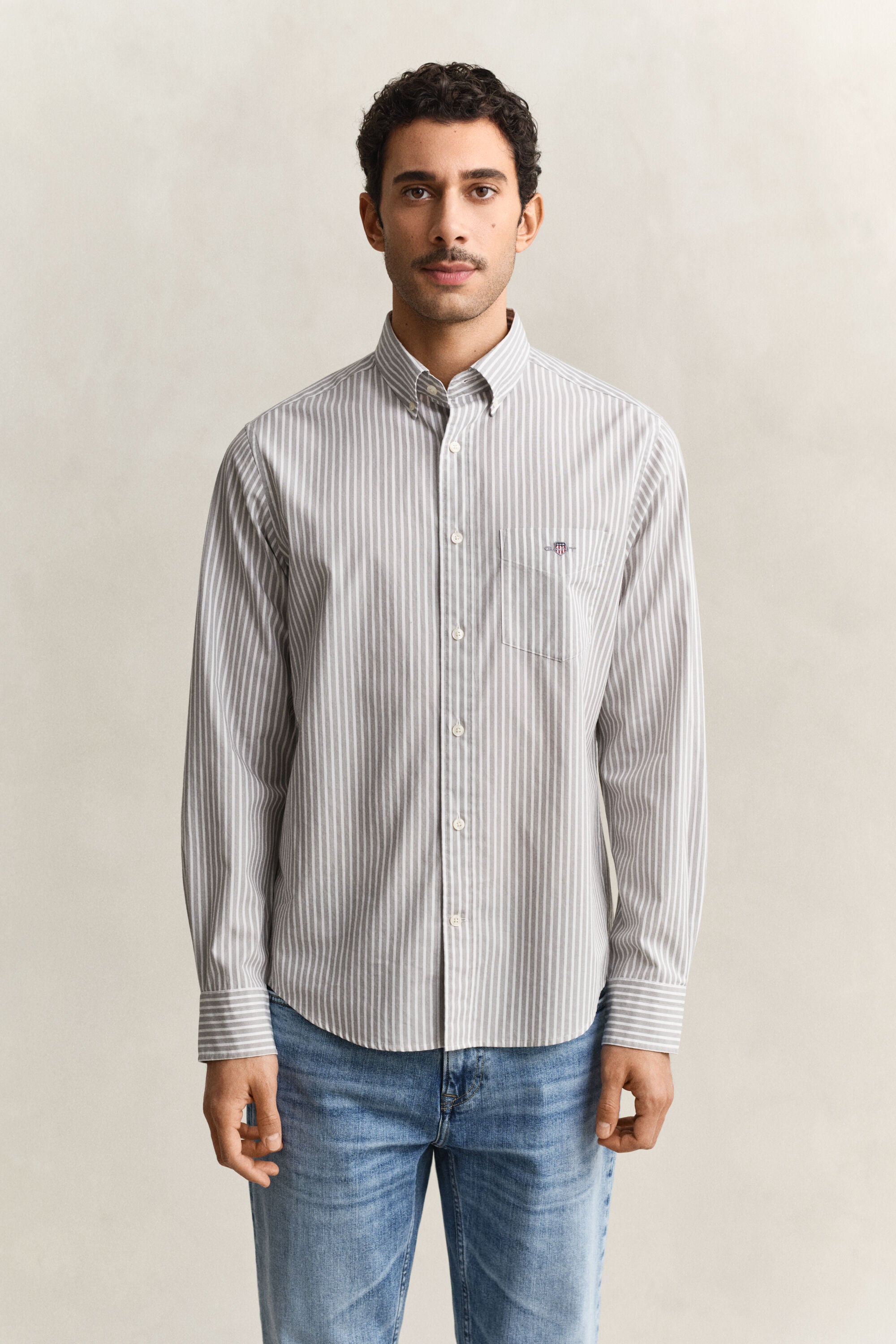 Camicia classica in popeline a righe