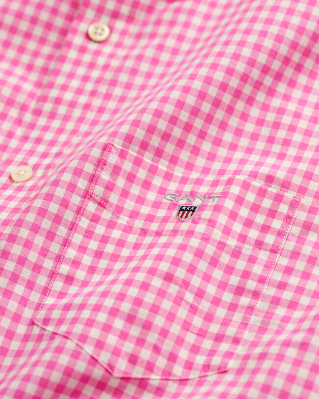 Camicia a maniche corte in broadcloth percalle a quadretti
