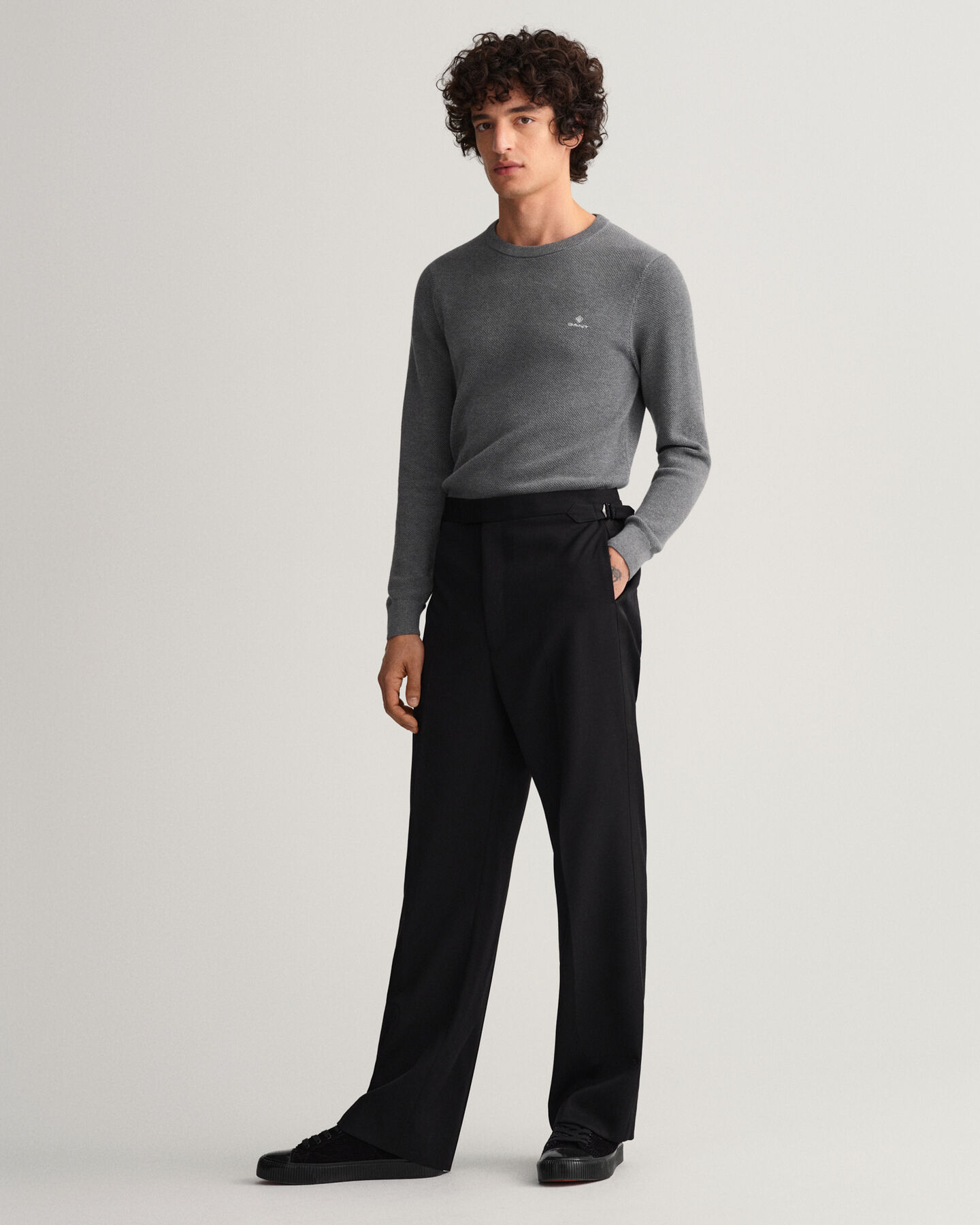 Maglia girocollo in piqu&eacute; di cotone