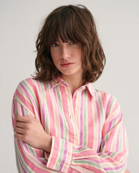 Abito chemisier multi righe in lino