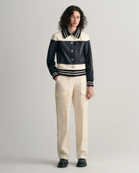 Giacca in pelle a blocchi di colore