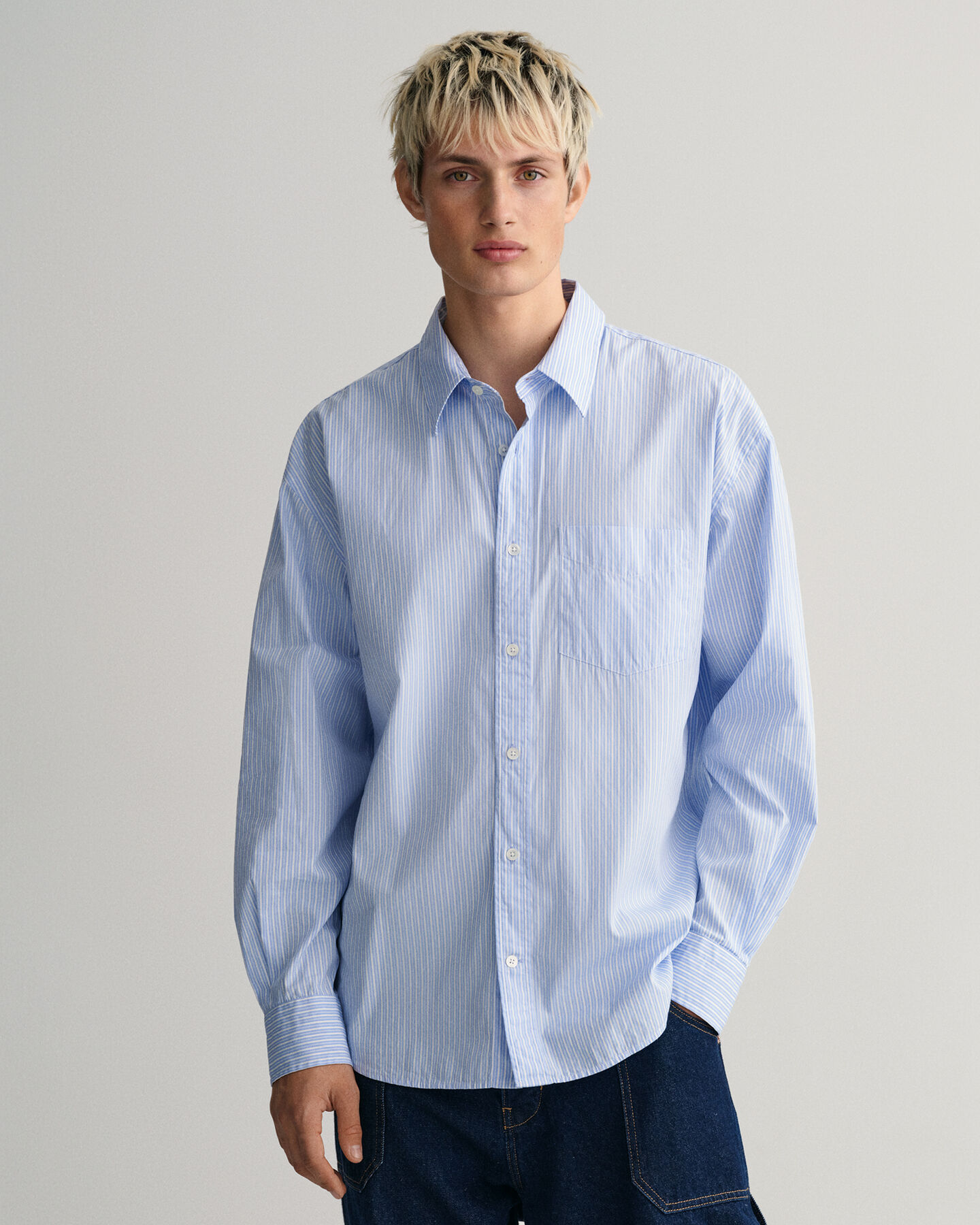 Camicia in popeline a righe oversize