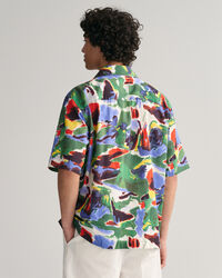 Camicia in cotone e lyocell a maniche corte con stampa relaxed fit