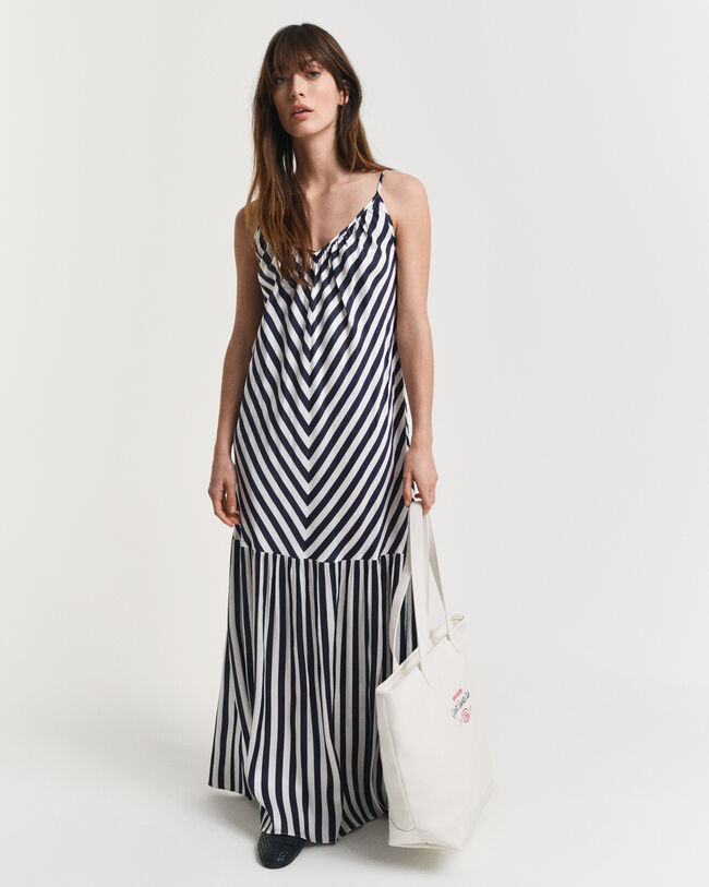 Maxi abito a righe chevron