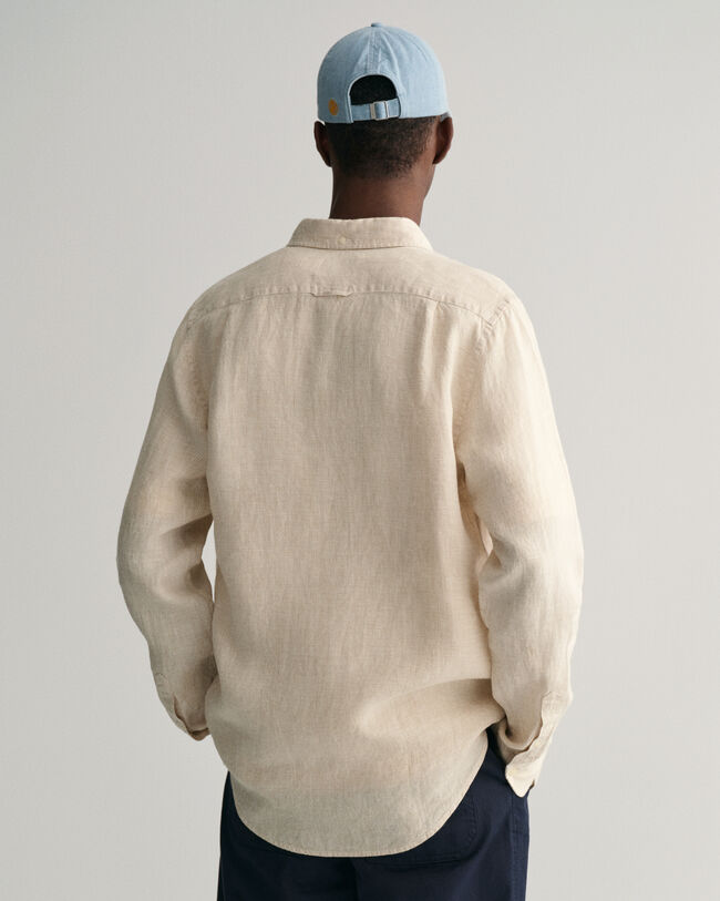 Camicia di lino pied de poule slim fit