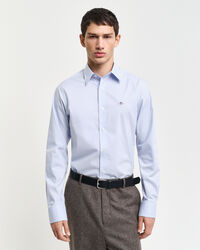 Camicia Oxford in popeline elasticizzato slim fit