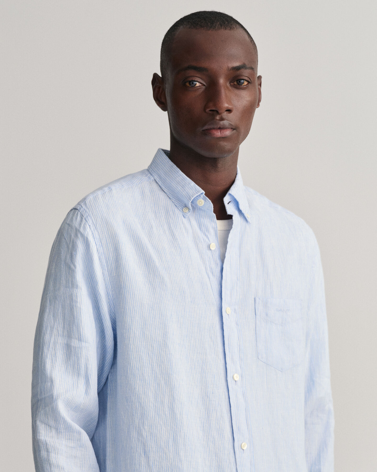 Camicia di lino a righe regular fit