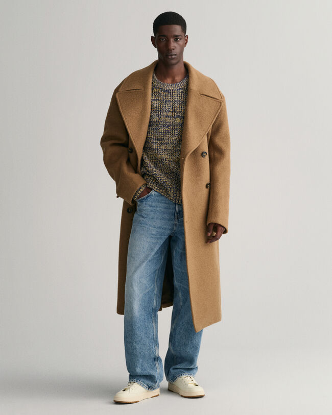 Maglia girocollo a coste multicolore