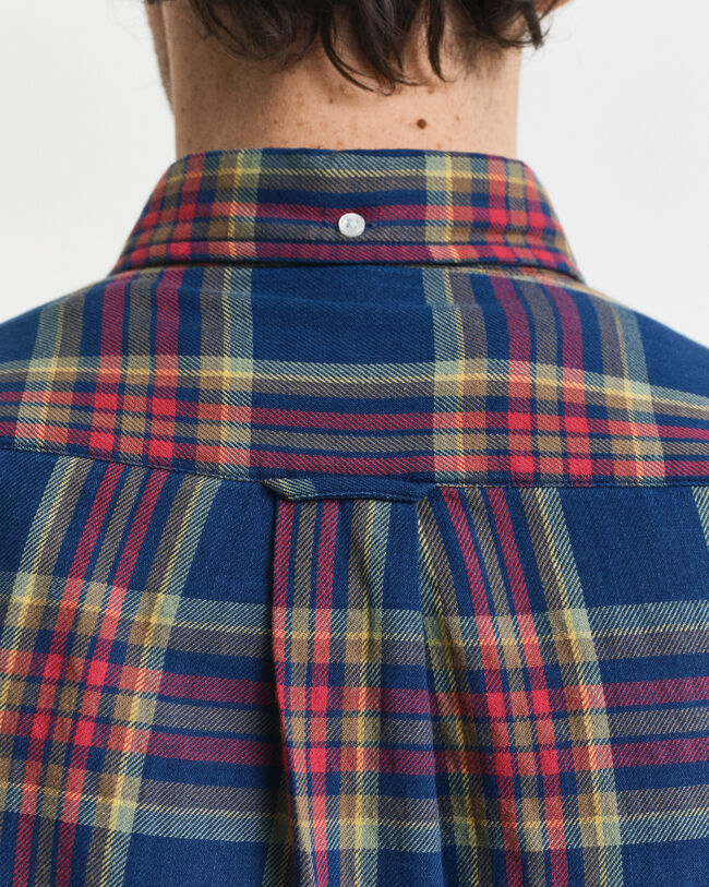 Camicia in twill a quadri indaco regular fit