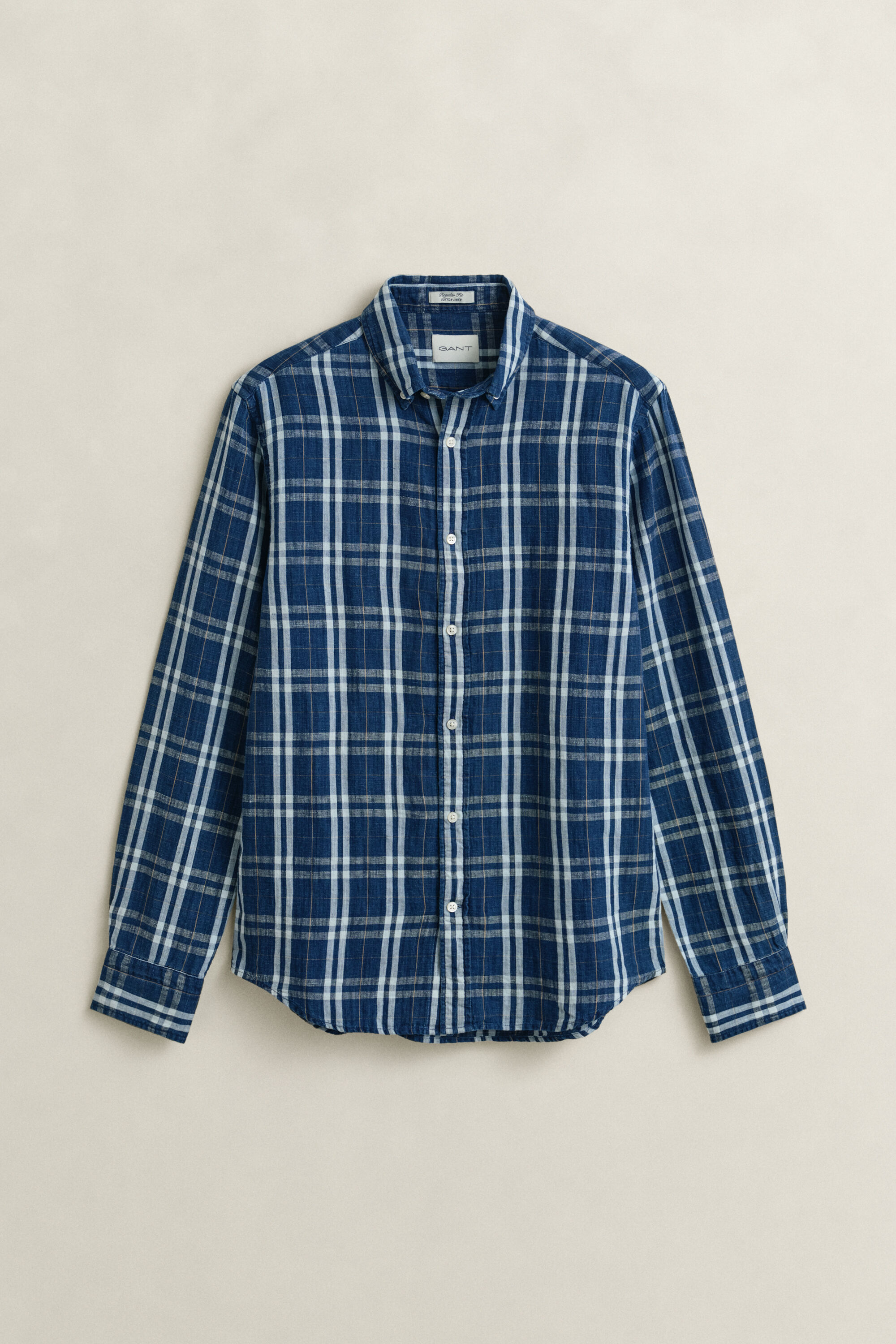 Camicia a quadri in cotone e lino