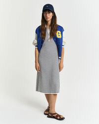 Abito rugger a maniche corte in maglia a coste a righe