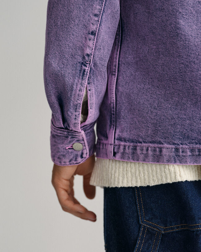 Camicia giacca di jeans tinta in capo