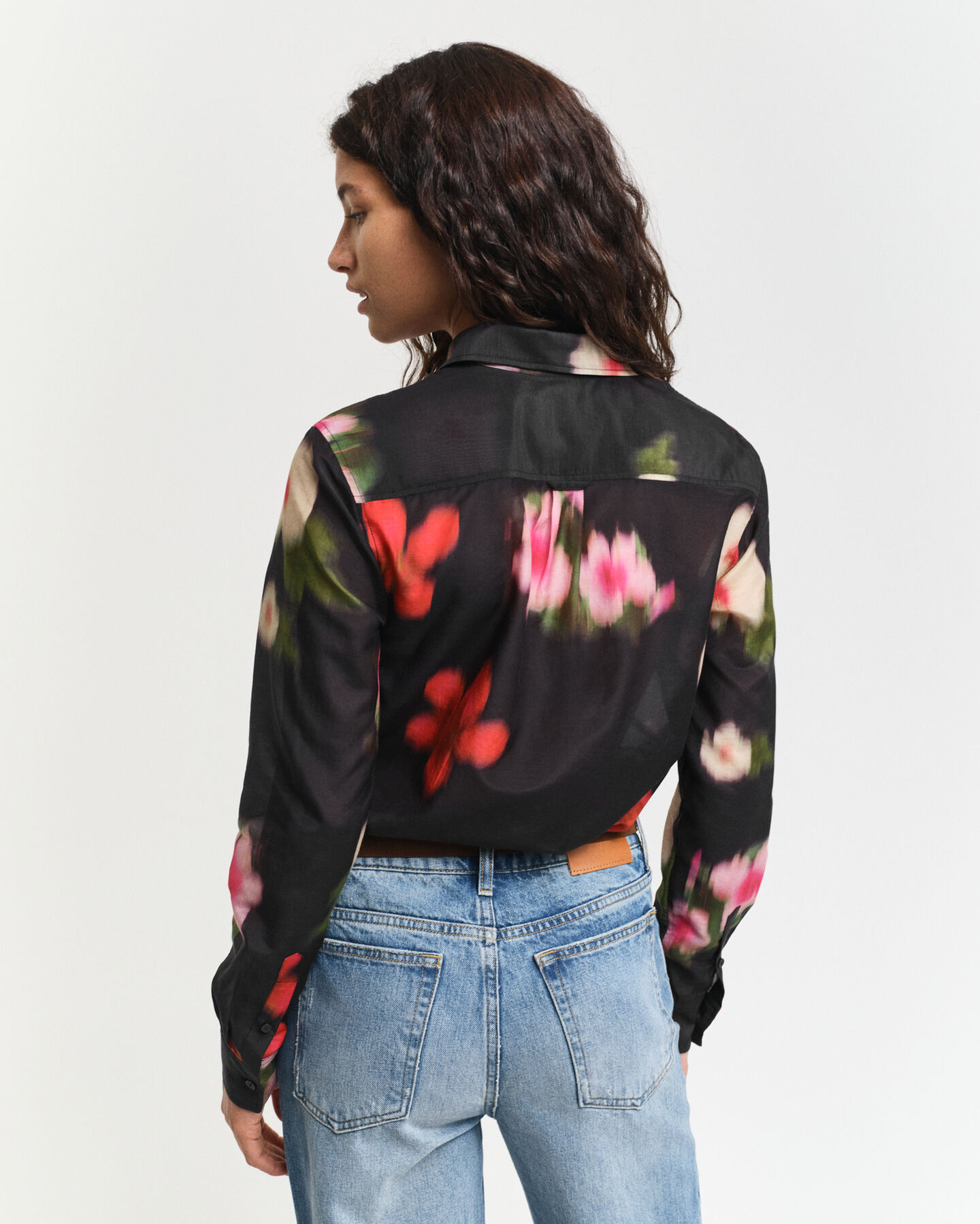 Camicia in cotone e seta a fiori regular fit