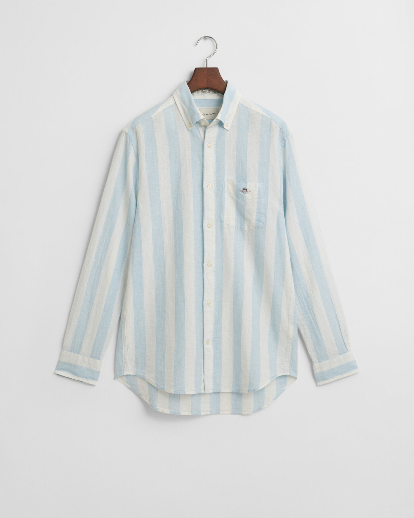 Camicia in misto cotone-lino a righe vistose regular fit