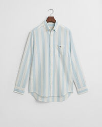 Camicia in misto cotone-lino a righe vistose regular fit