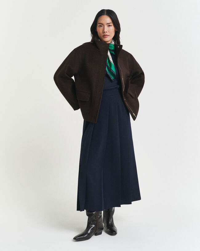 Giacca corta con zip in lana