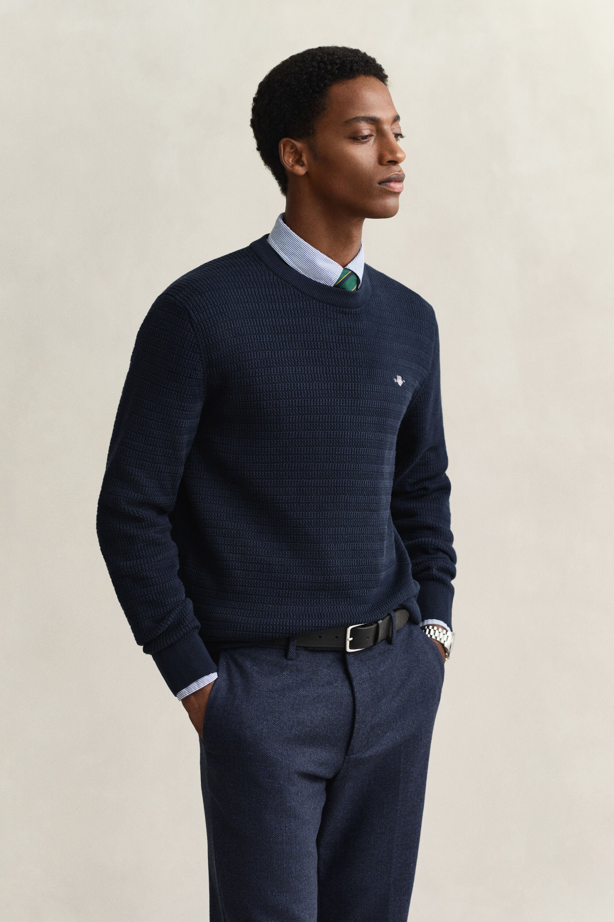 Maglia girocollo a mini trecce