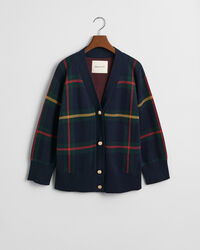 Cardigan a quadri con scollo a V