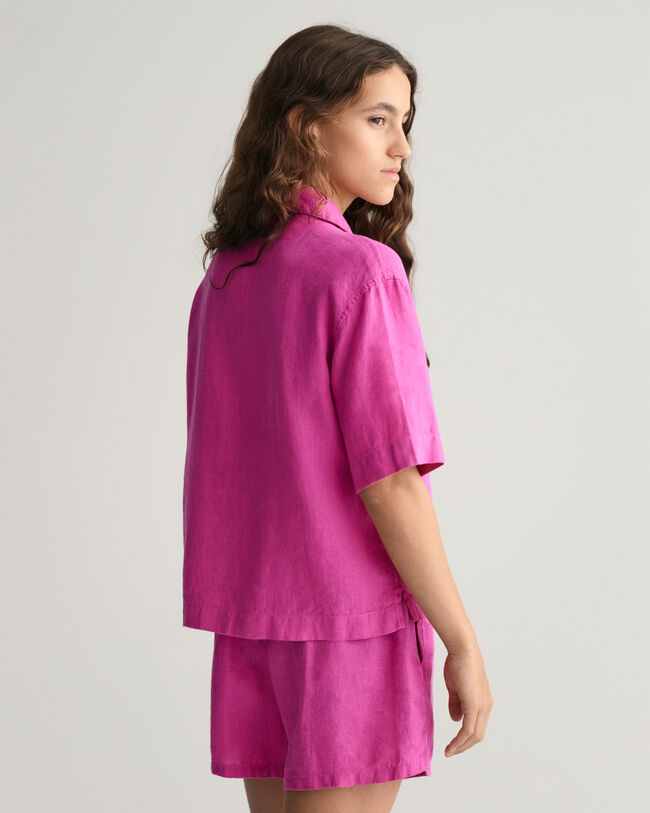 Camicia in lino a maniche corte Boxy Teen Girls