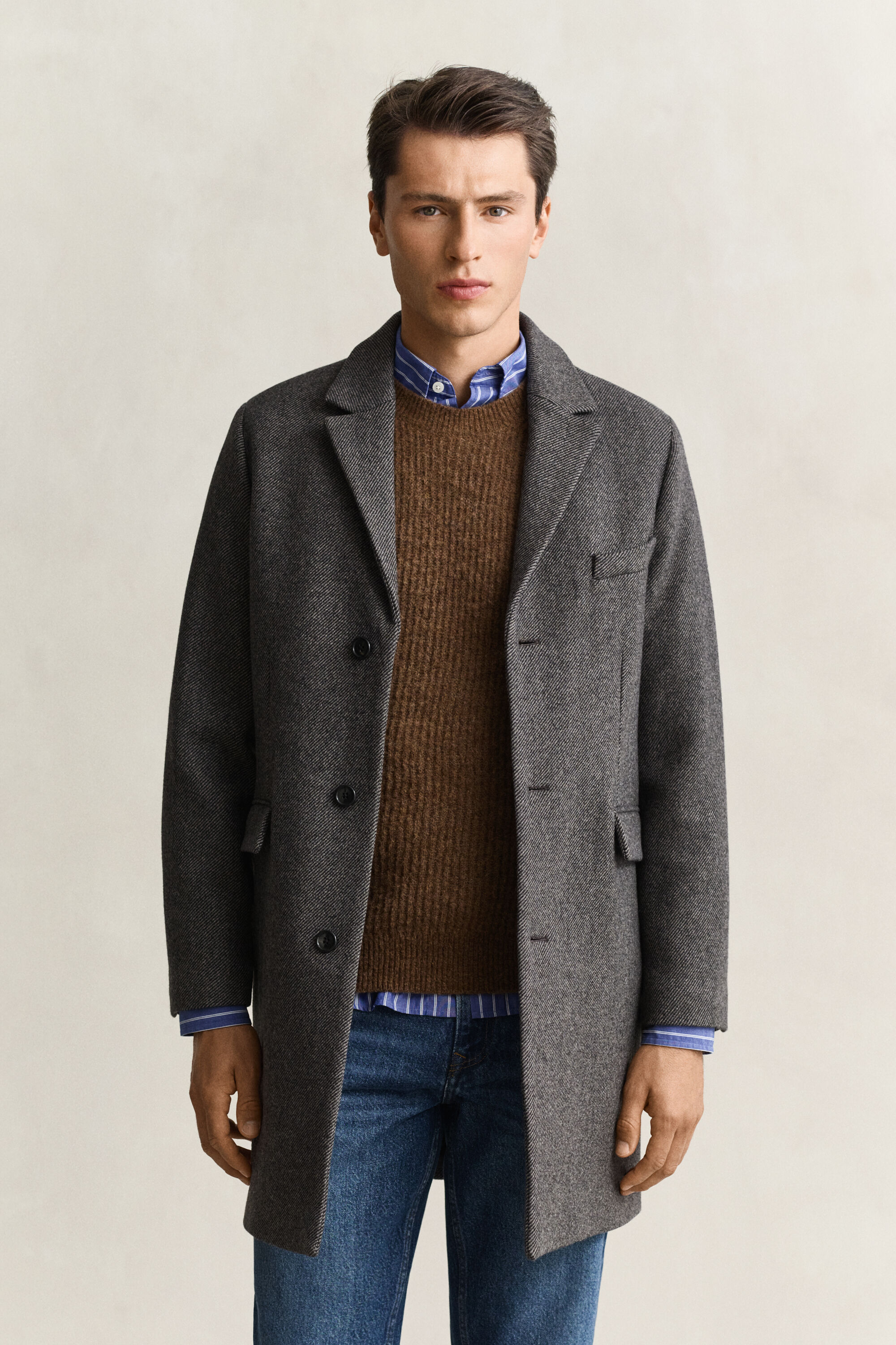 Cappotto in lana bicolore